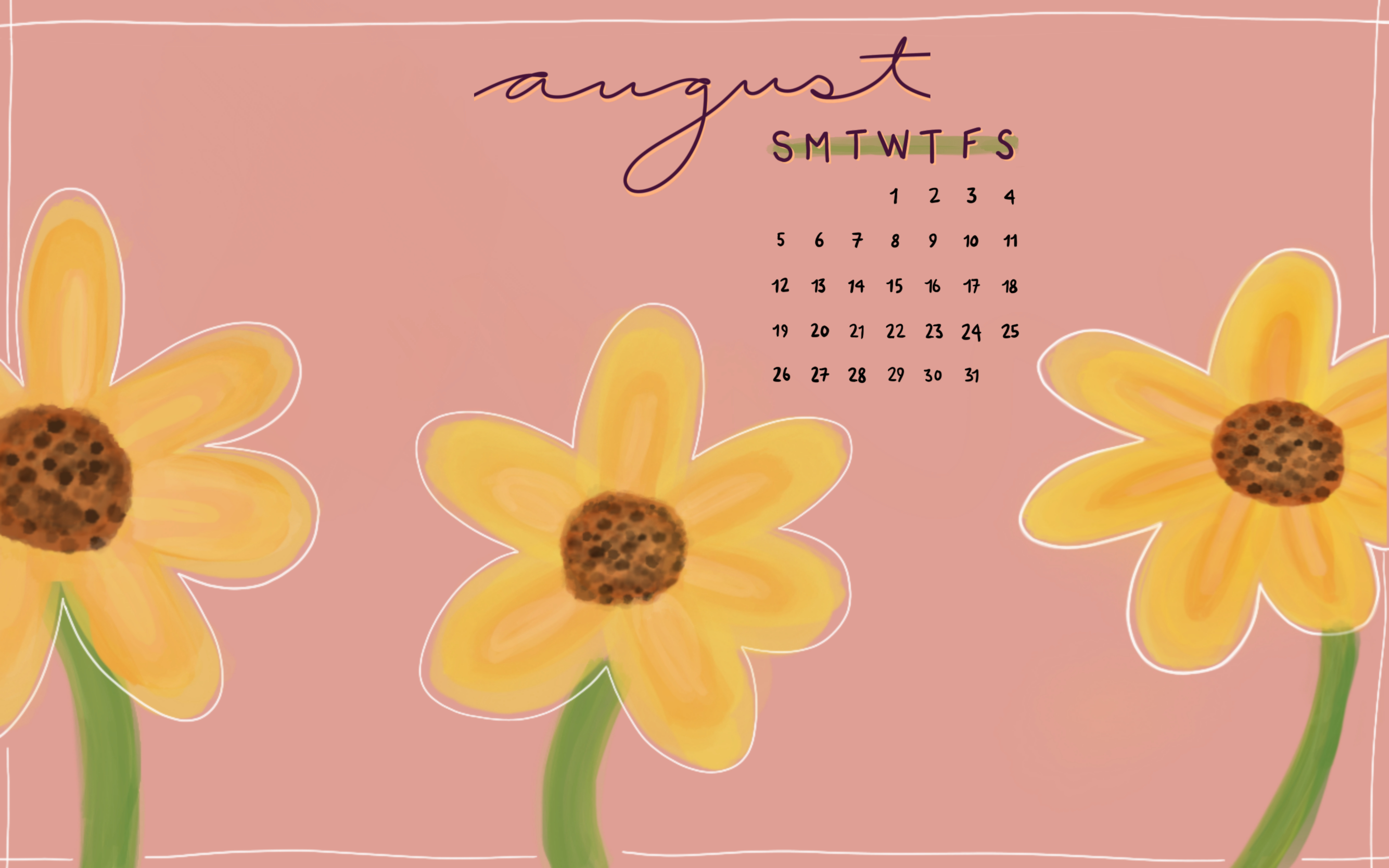 August 2018 Desktop Calendar FREE Download