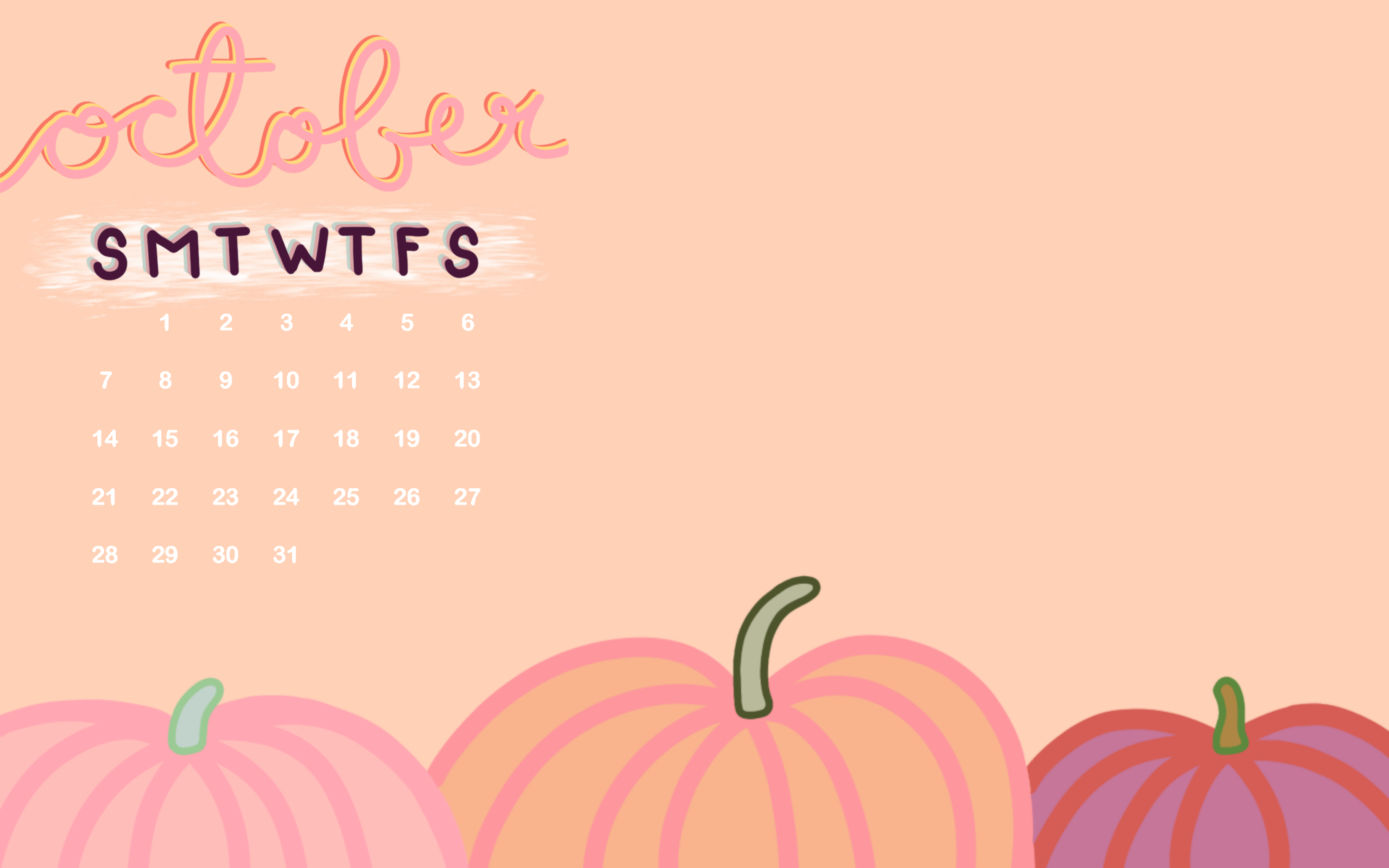 October 2018 Desktop Pumpkin Calendar Wallpaper Download